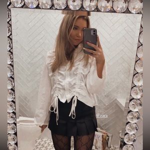 Zara pleated leather skirt